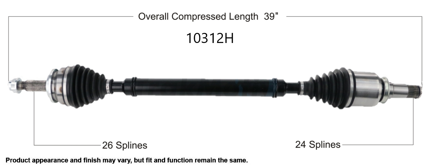 Front passenger side CV drive axle for Toyota Camry.